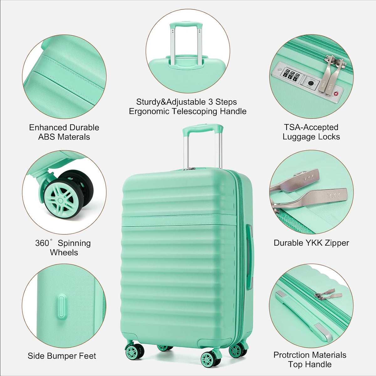 Airline Approved Carry On Luggage 22x14x9 inches, with TSA Lock, 20 Inch Expandable Lightweight Hardshell Suitcase (Navy, Suitable for 1-3 Days of Travel)