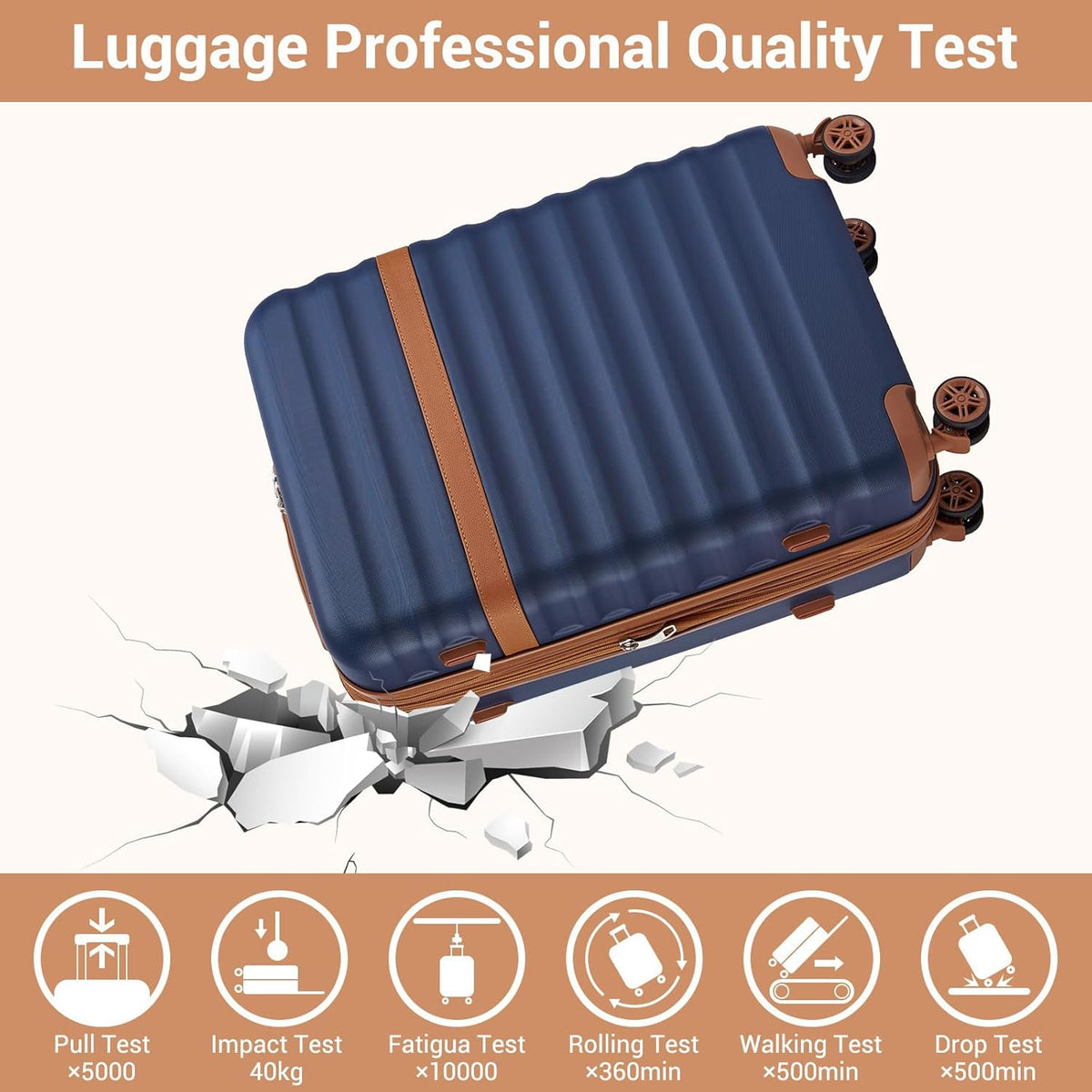 Airline Approved Carry On Luggage 22x14x9 inches, with TSA Lock, 20 Inch Expandable Lightweight Hardshell Suitcase (Navy, Suitable for 1-3 Days of Travel)