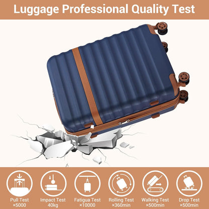 Airline Approved Carry On Luggage 22x14x9 inches, with TSA Lock, 20 Inch Expandable Lightweight Hardshell Suitcase (Navy, Suitable for 1-3 Days of Travel)
