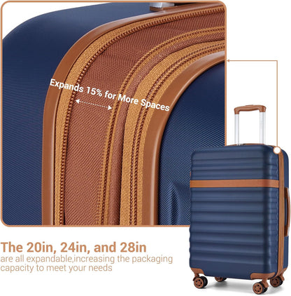 Airline Approved Carry On Luggage 22x14x9 inches, with TSA Lock, 20 Inch Expandable Lightweight Hardshell Suitcase (Navy, Suitable for 1-3 Days of Travel)