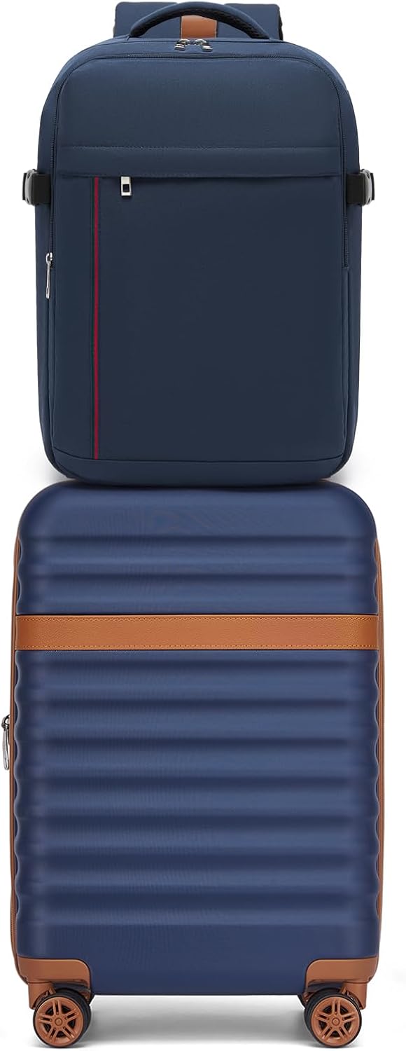 Airline Approved Carry On Luggage 22x14x9 inches, with TSA Lock, 20 Inch Expandable Lightweight Hardshell Suitcase (Navy, Suitable for 1-3 Days of Travel)