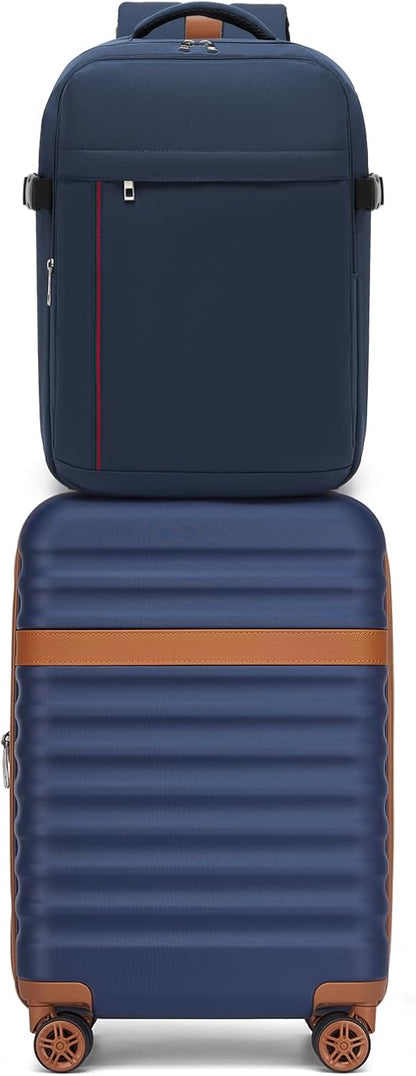 Airline Approved Carry On Luggage 22x14x9 inches, with TSA Lock, 20 Inch Expandable Lightweight Hardshell Suitcase (Navy, Suitable for 1-3 Days of Travel)