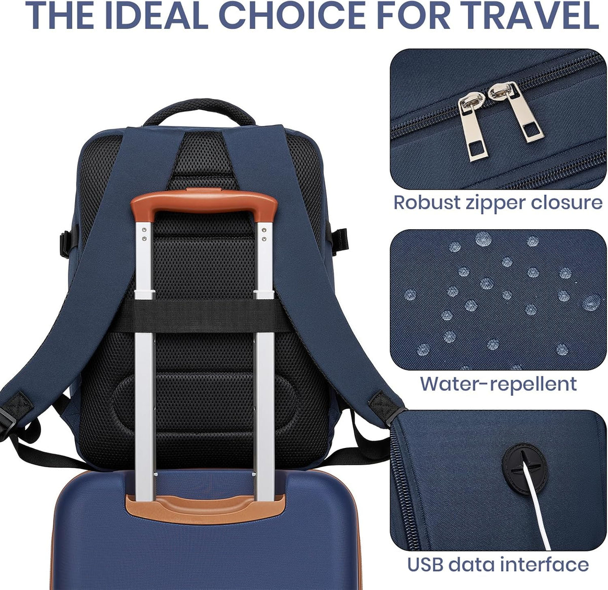 Airline Approved Carry On Luggage 22x14x9 inches, with TSA Lock, 20 Inch Expandable Lightweight Hardshell Suitcase (Navy, Suitable for 1-3 Days of Travel)