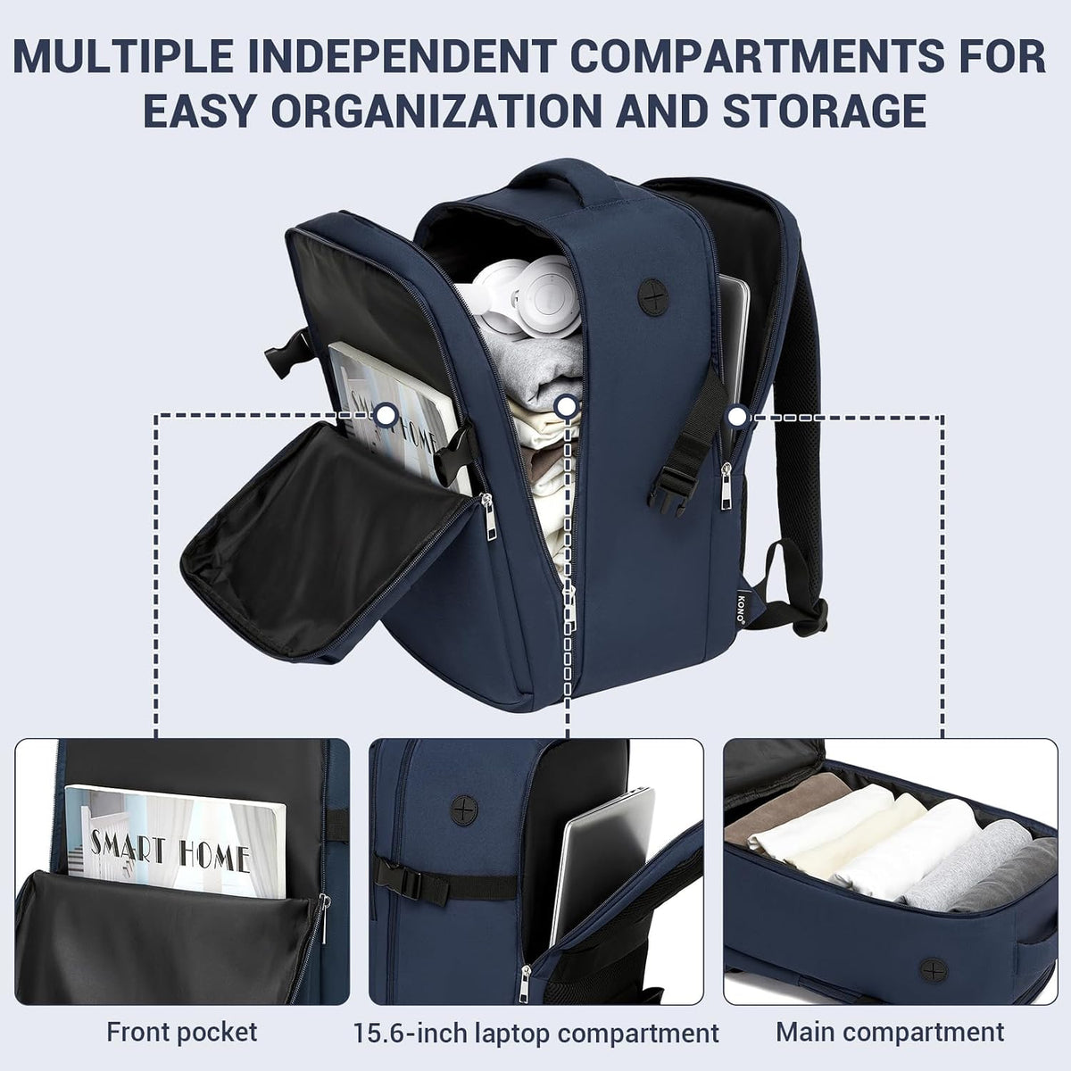 Airline Approved Carry On Luggage 22x14x9 inches, with TSA Lock, 20 Inch Expandable Lightweight Hardshell Suitcase (Navy, Suitable for 1-3 Days of Travel)
