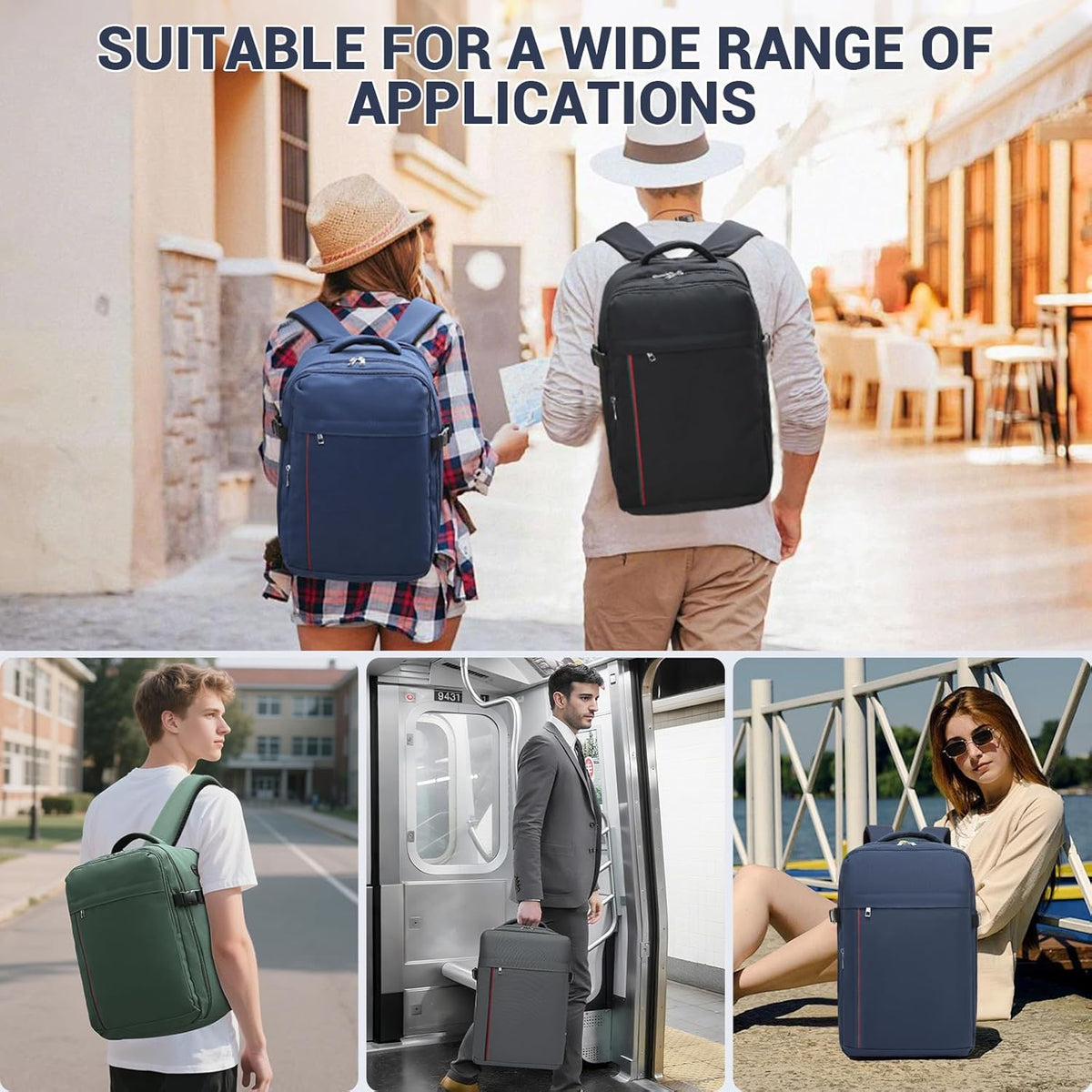 Airline Approved Carry On Luggage 22x14x9 inches, with TSA Lock, 20 Inch Expandable Lightweight Hardshell Suitcase (Navy, Suitable for 1-3 Days of Travel)