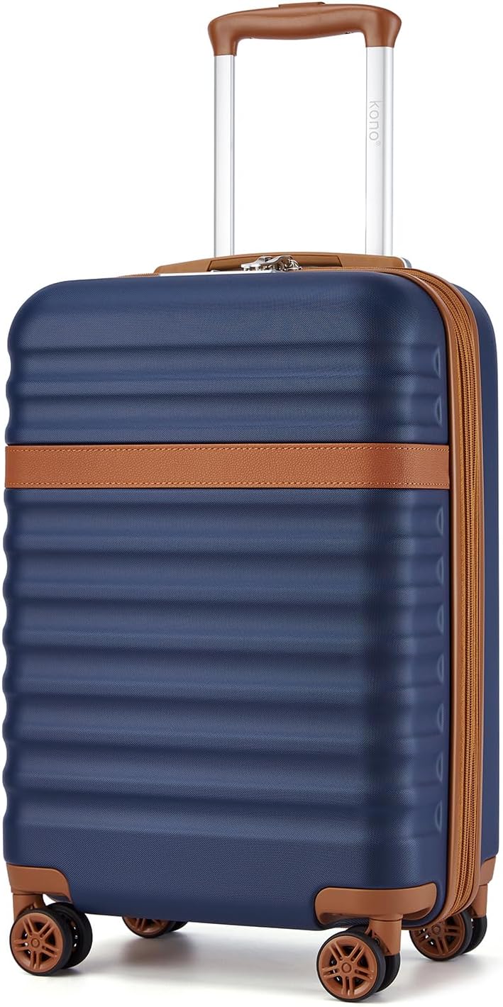 Airline Approved Carry On Luggage 22x14x9 inches, with TSA Lock, 20 Inch Expandable Lightweight Hardshell Suitcase (Navy, Suitable for 1-3 Days of Travel)