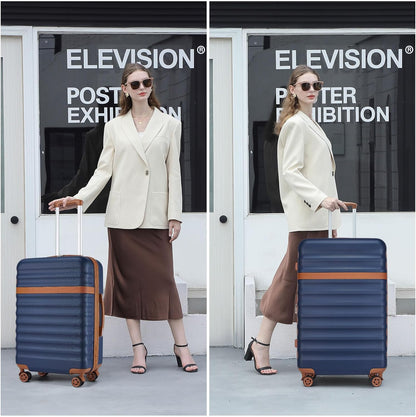 Airline Approved Carry On Luggage 22x14x9 inches, with TSA Lock, 20 Inch Expandable Lightweight Hardshell Suitcase (Navy, Suitable for 1-3 Days of Travel)