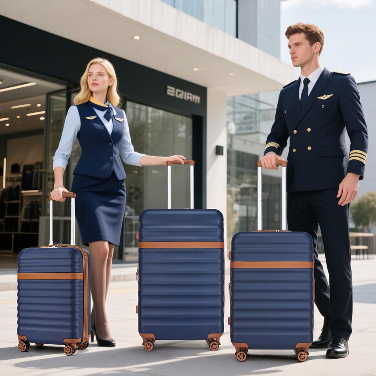 Airline Approved Carry On Luggage 22x14x9 inches, with TSA Lock, 20 Inch Expandable Lightweight Hardshell Suitcase (Navy, Suitable for 1-3 Days of Travel)