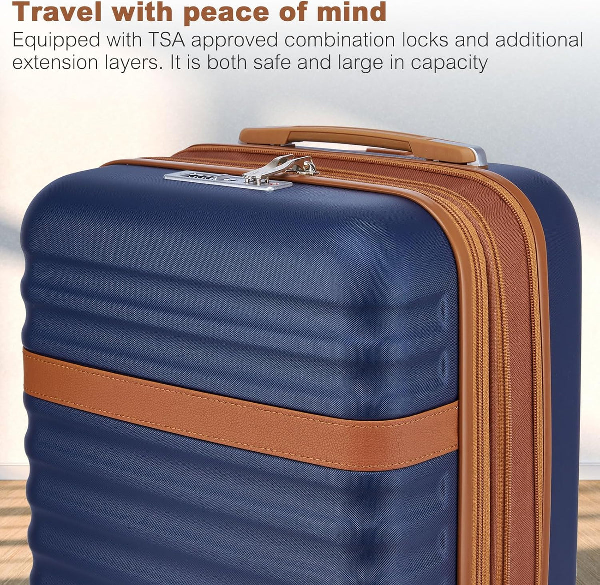 Airline Approved Carry On Luggage 22x14x9 inches, with TSA Lock, 20 Inch Expandable Lightweight Hardshell Suitcase (Navy, Suitable for 1-3 Days of Travel)