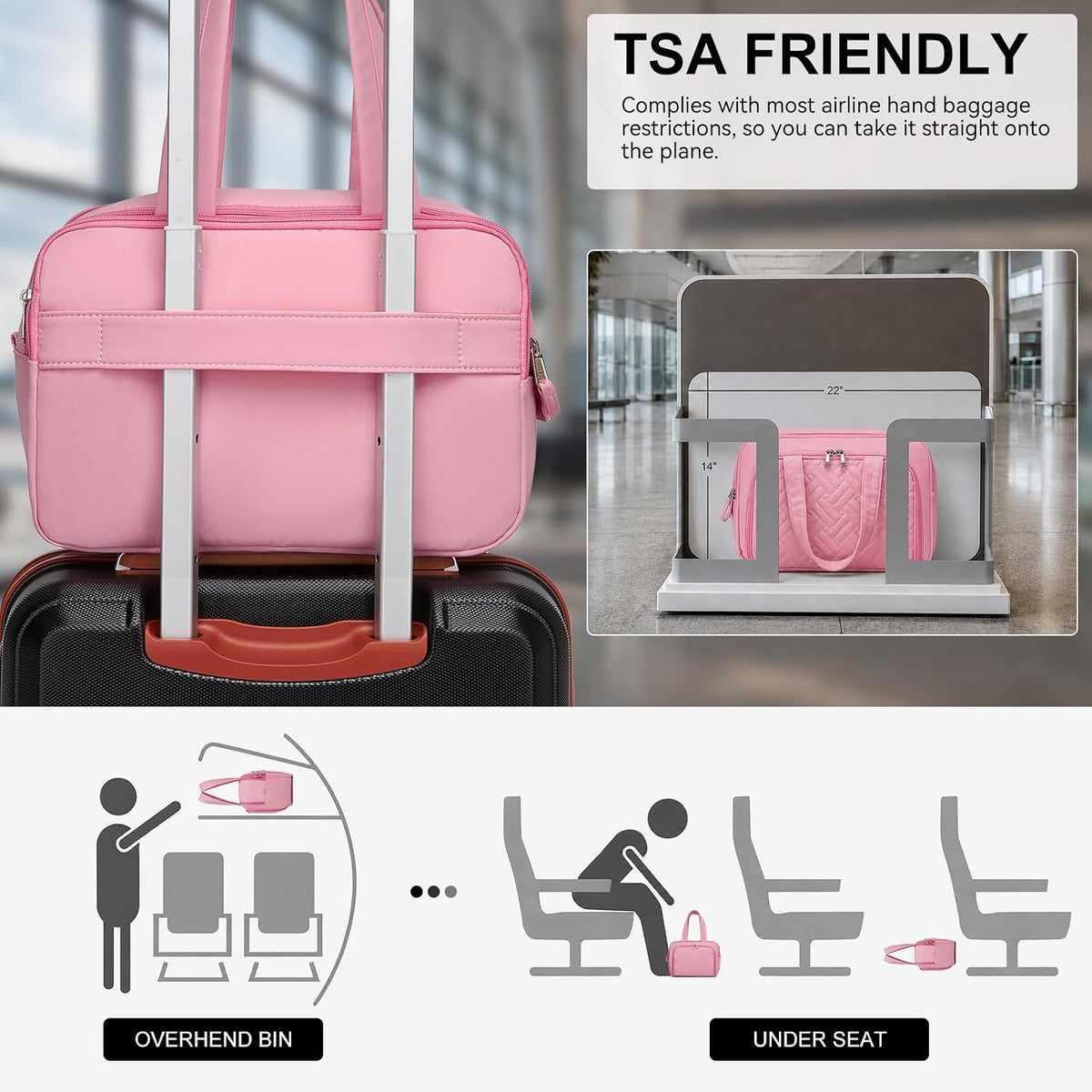 Airline Approved Carry On Luggage 22x14x9 inches, with TSA Lock, 20 Inch Expandable Lightweight Hardshell Suitcase (Navy, Suitable for 1-3 Days of Travel)