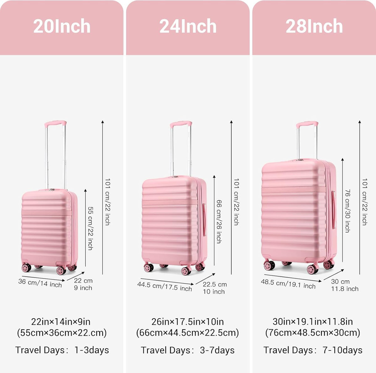 Airline Approved Carry On Luggage 22x14x9 inches, with TSA Lock, 20 Inch Expandable Lightweight Hardshell Suitcase (Navy, Suitable for 1-3 Days of Travel)