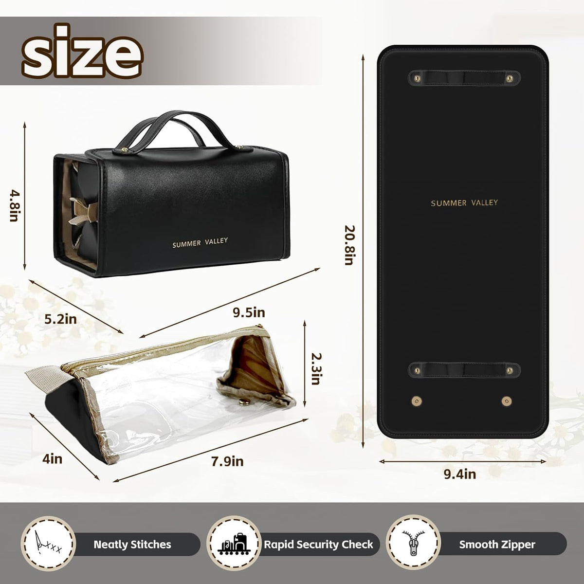 YDR Travel Makeup Bag for Women, 4-in-1 Roll Up Toiletry Bag with 4 Detachable Clear Pouches, PU Leather Makeup Organizer Case with Top Handle for Brushes, Skincare, Cosmetics and Travel