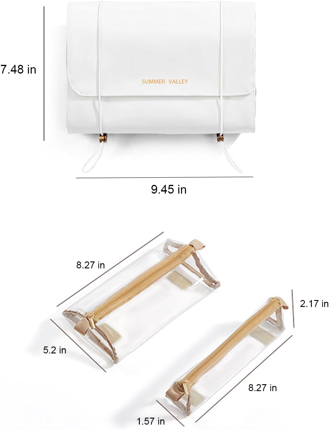 YDR Travel Makeup Bag for Women, 4-in-1 Roll Up Toiletry Bag with 4 Detachable Clear Pouches, PU Leather Makeup Organizer Case with Top Handle for Brushes, Skincare, Cosmetics and Travel