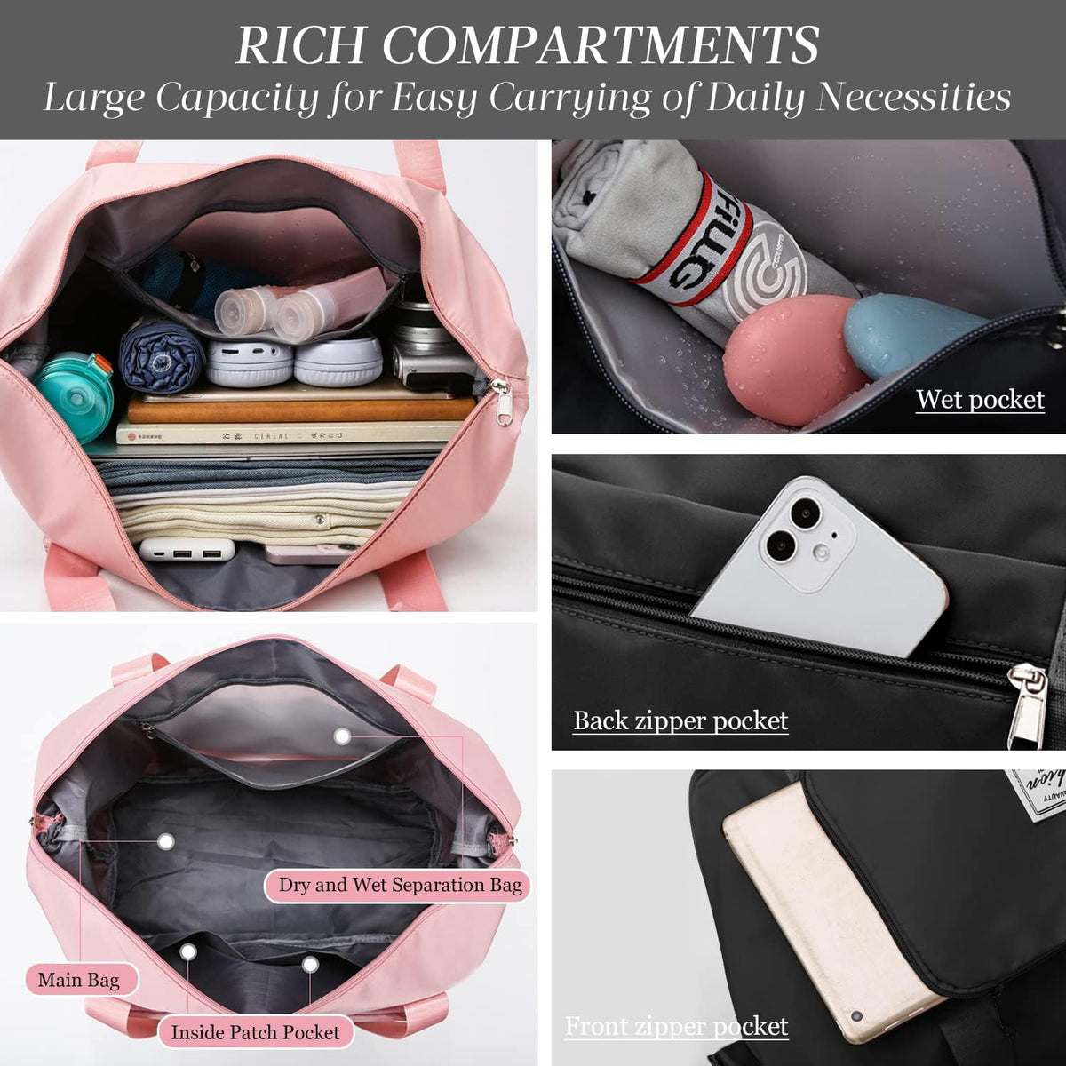 Travel Duffel Tote Bag,Travel Weekender Overnight Bags Women Carry On Bag Totes for Airplanes,Sports Gym Duffle with Trolley Sleeve