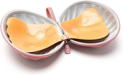 Hard Travel Case for Silicone Bras [A-DD Cup] Premium Bikini Storage Organizer Portable Nubra Lingerie Underwear Storage Bag (Crocodile, Rose Gold)