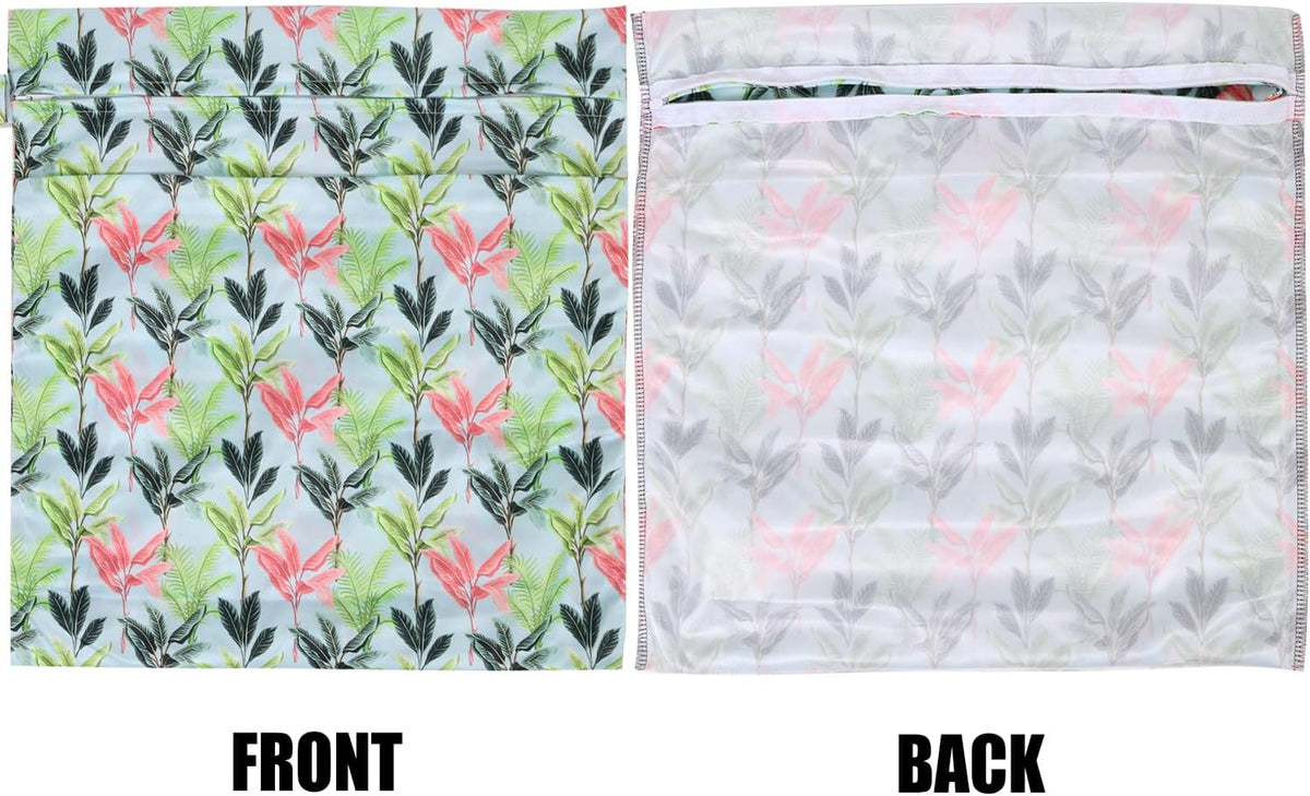 3pcs Cloth Diaper Wet Dry Bags Waterproof Reusable Wet Bag with 2 Zipper Pockets & Handle Washable Laundry Bags for Travel Beach Pool Daycare Yoga Gym Exercise Swimsuits
