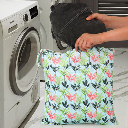 3pcs Cloth Diaper Wet Dry Bags Waterproof Reusable Wet Bag with 2 Zipper Pockets & Handle Washable Laundry Bags for Travel Beach Pool Daycare Yoga Gym Exercise Swimsuits