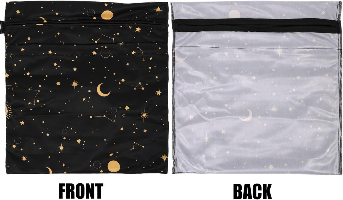 3pcs Cloth Diaper Wet Dry Bags Waterproof Reusable Wet Bag with 2 Zipper Pockets & Handle Washable Laundry Bags for Travel Beach Pool Daycare Yoga Gym Exercise Swimsuits