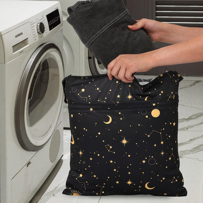 3pcs Cloth Diaper Wet Dry Bags Waterproof Reusable Wet Bag with 2 Zipper Pockets & Handle Washable Laundry Bags for Travel Beach Pool Daycare Yoga Gym Exercise Swimsuits