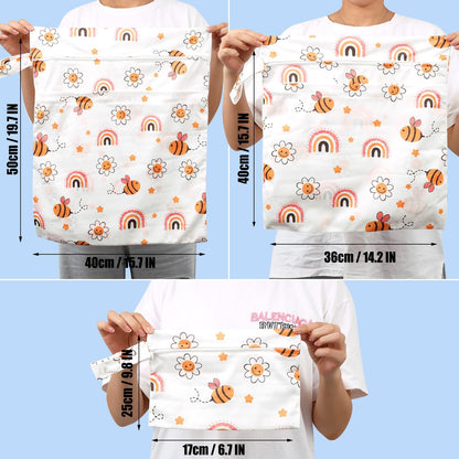 3pcs Cloth Diaper Wet Dry Bags Waterproof Reusable Wet Bag with 2 Zipper Pockets & Handle Washable Laundry Bags for Travel Beach Pool Daycare Yoga Gym Exercise Swimsuits