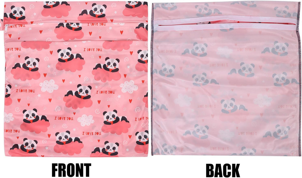 3pcs Cloth Diaper Wet Dry Bags Waterproof Reusable Wet Bag with 2 Zipper Pockets & Handle Washable Laundry Bags for Travel Beach Pool Daycare Yoga Gym Exercise Swimsuits
