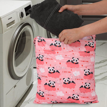 3pcs Cloth Diaper Wet Dry Bags Waterproof Reusable Wet Bag with 2 Zipper Pockets & Handle Washable Laundry Bags for Travel Beach Pool Daycare Yoga Gym Exercise Swimsuits
