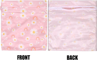 3pcs Cloth Diaper Wet Dry Bags Waterproof Reusable Wet Bag with 2 Zipper Pockets & Handle Washable Laundry Bags for Travel Beach Pool Daycare Yoga Gym Exercise Swimsuits