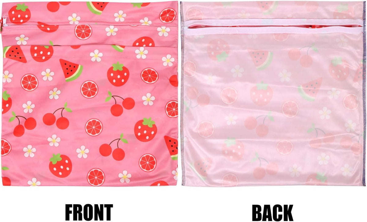 3pcs Cloth Diaper Wet Dry Bags Waterproof Reusable Wet Bag with 2 Zipper Pockets & Handle Washable Laundry Bags for Travel Beach Pool Daycare Yoga Gym Exercise Swimsuits