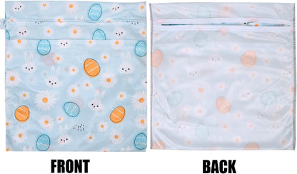 3pcs Cloth Diaper Wet Dry Bags Waterproof Reusable Wet Bag with 2 Zipper Pockets & Handle Washable Laundry Bags for Travel Beach Pool Daycare Yoga Gym Exercise Swimsuits