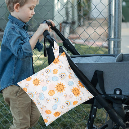 3pcs Cloth Diaper Wet Dry Bags Waterproof Reusable Wet Bag with 2 Zipper Pockets & Handle Washable Laundry Bags for Travel Beach Pool Daycare Yoga Gym Exercise Swimsuits