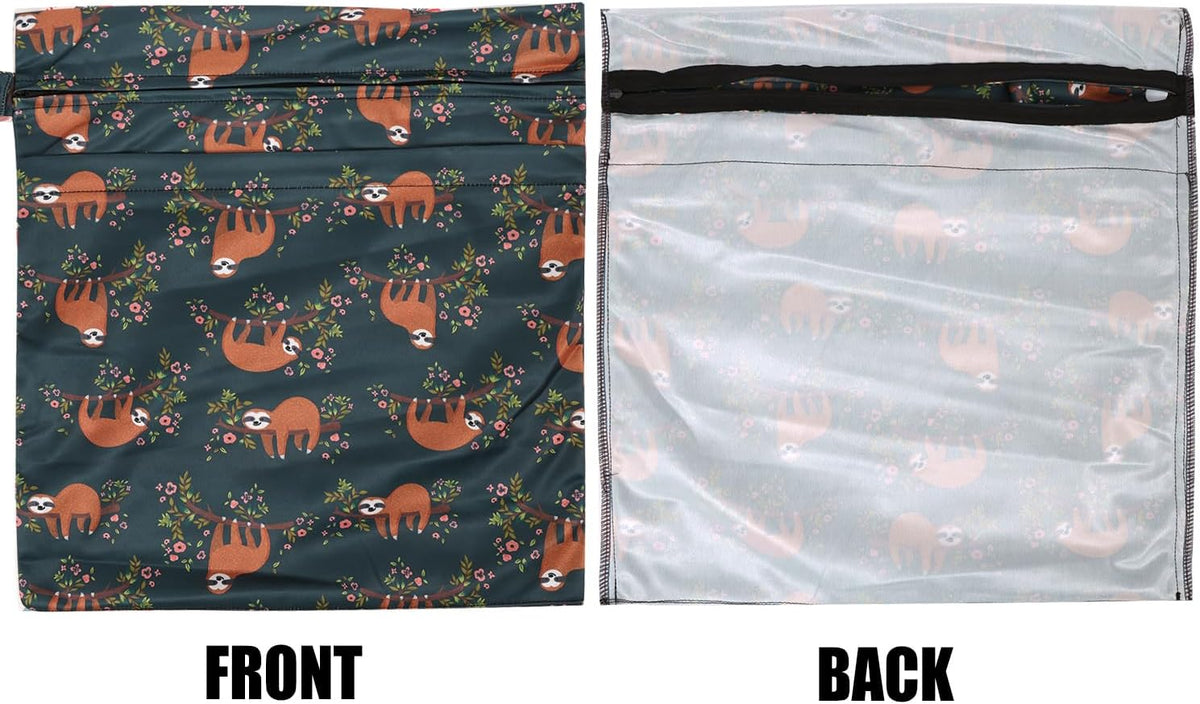 3pcs Cloth Diaper Wet Dry Bags Waterproof Reusable Wet Bag with 2 Zipper Pockets & Handle Washable Laundry Bags for Travel Beach Pool Daycare Yoga Gym Exercise Swimsuits