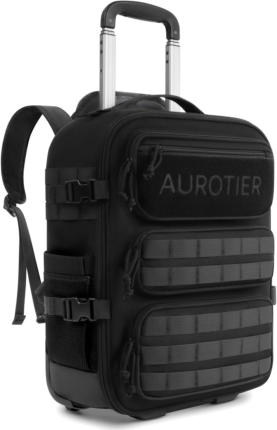 Rolling Tactical Laptop Backpack, Underseat Travel Backpack with Wheels, 16 Inch Wheeled Computer Backpack for Men and Women, Roller Overnight Molle Outdoor Hiking College Carry on Luggage