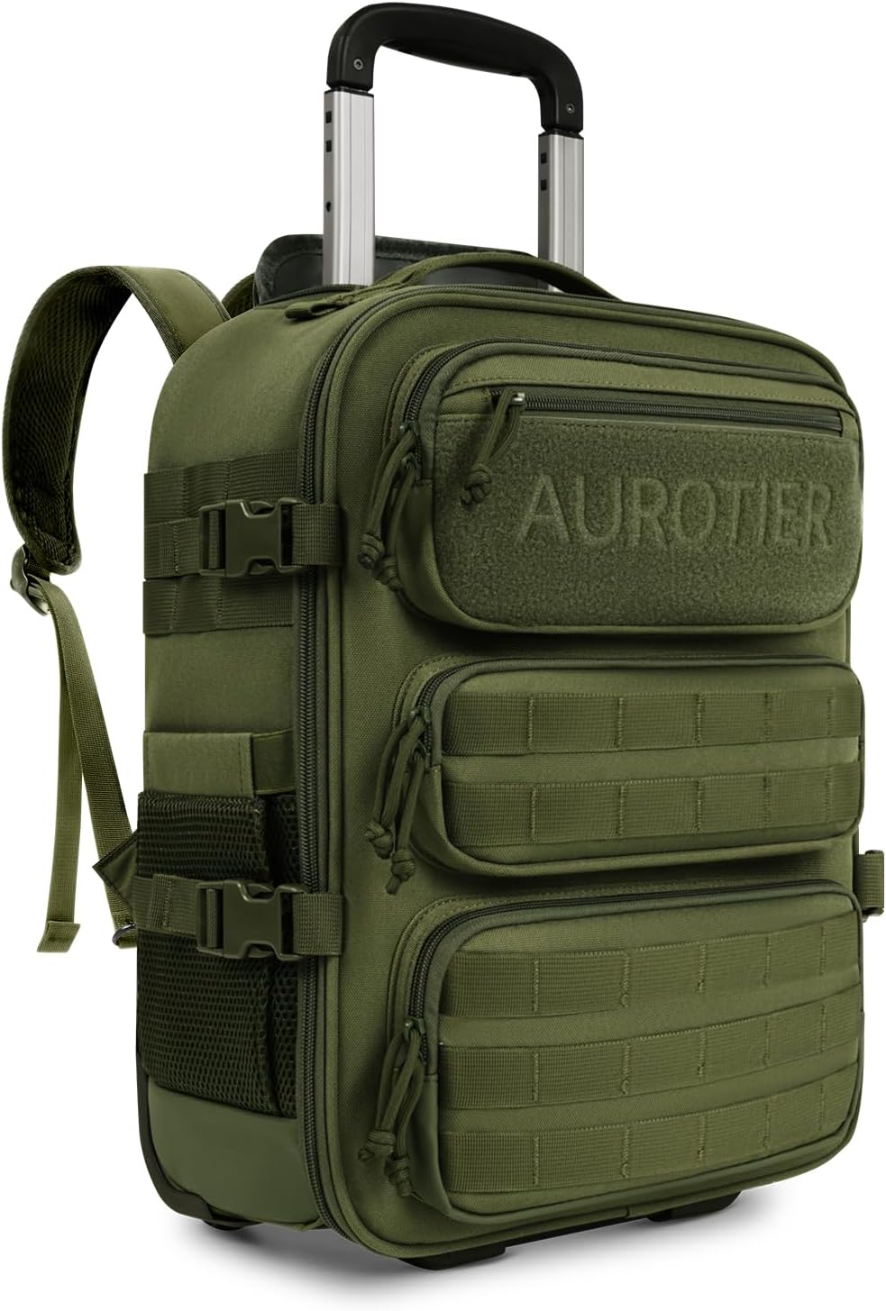 Rolling Tactical Laptop Backpack, Underseat Travel Backpack with Wheels, 16 Inch Wheeled Computer Backpack for Men and Women, Roller Overnight Molle Outdoor Hiking College Carry on Luggage