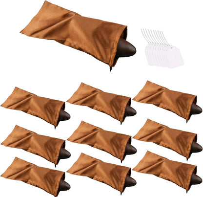 10 Pack Shoe Bags for Travel Satin Fabric Shoe Bag with Drawstring for Men Women Travel Protecting Storing Shoes