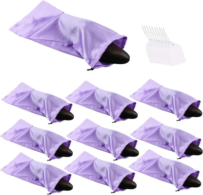 10 Pack Shoe Bags for Travel Satin Fabric Shoe Bag with Drawstring for Men Women Travel Protecting Storing Shoes