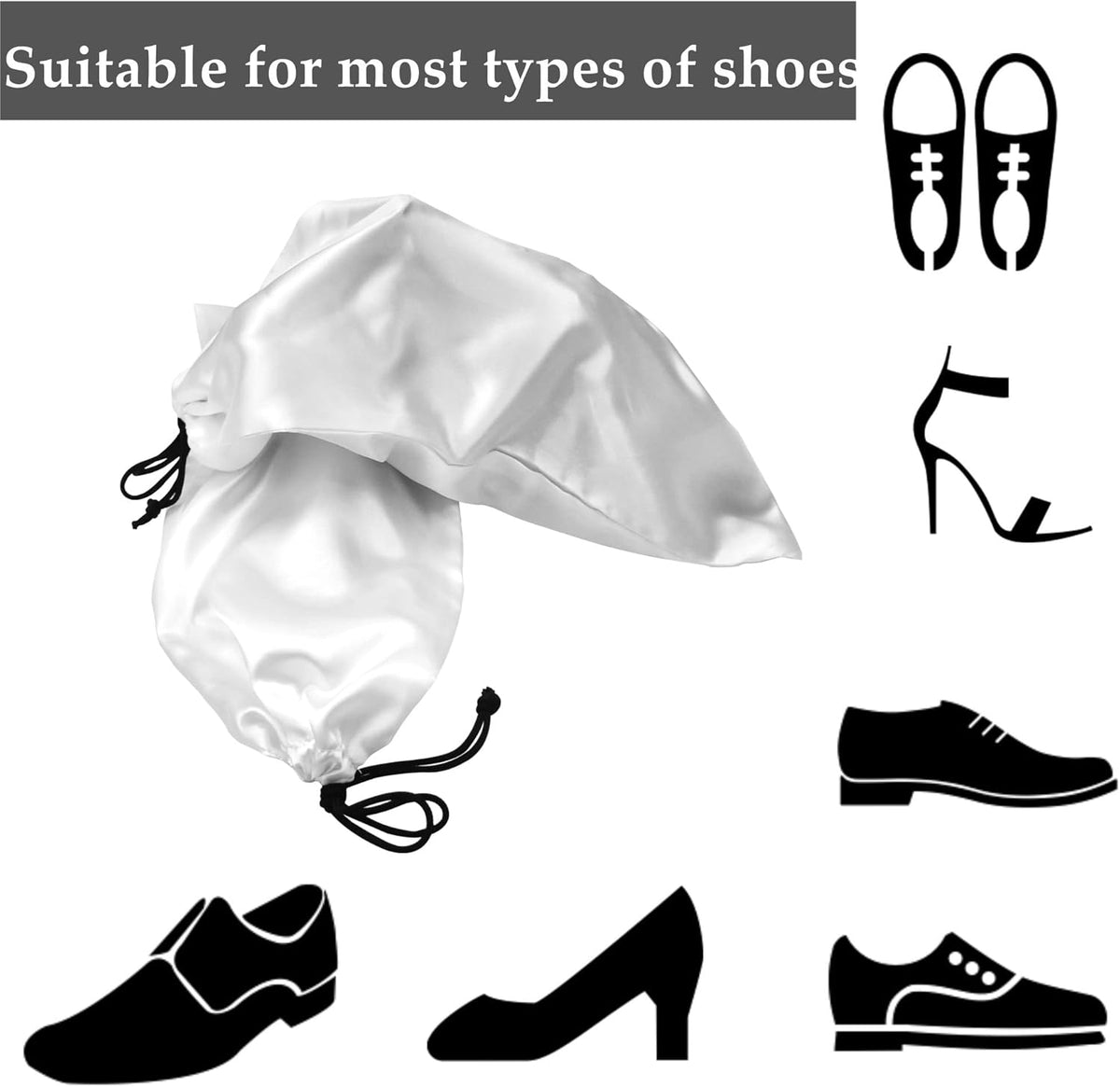 10 Pack Shoe Bags for Travel Satin Fabric Shoe Bag with Drawstring for Men Women Travel Protecting Storing Shoes