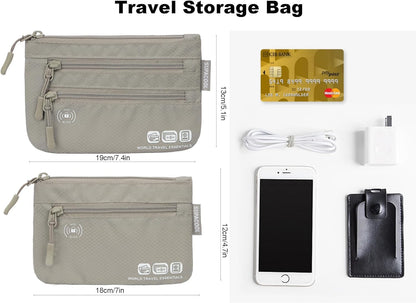 Passport Holder Bag, Travel Wallet for Men Women Family, Passport Pouch, Card Holder Organizer, RFID Blocking, Two-piece Set(Black)