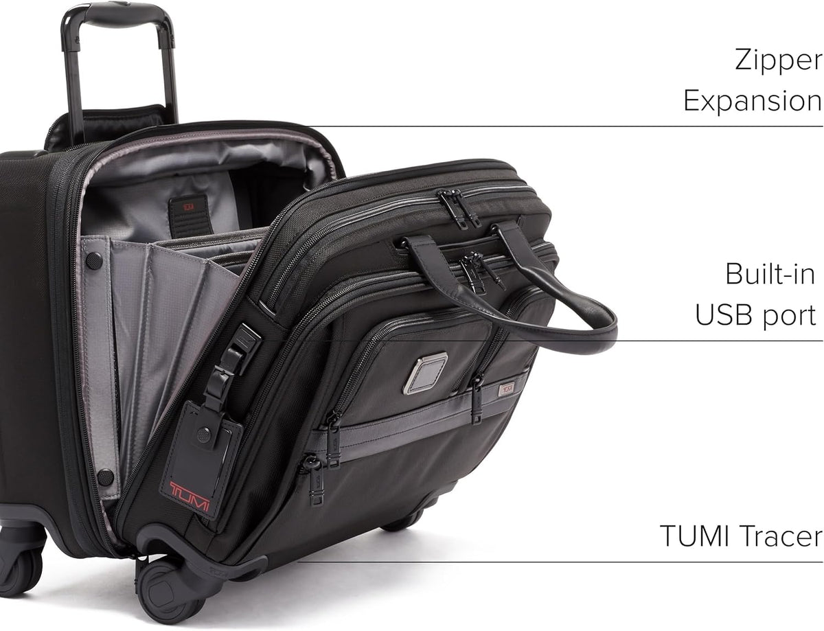 Alpha Deluxe Expandable 4-Wheeled Laptop Briefcase - 15 Inch Computer Bag for Men and Women