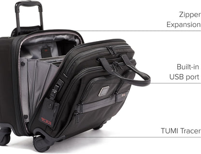 Alpha Deluxe Expandable 4-Wheeled Laptop Briefcase - 15 Inch Computer Bag for Men and Women