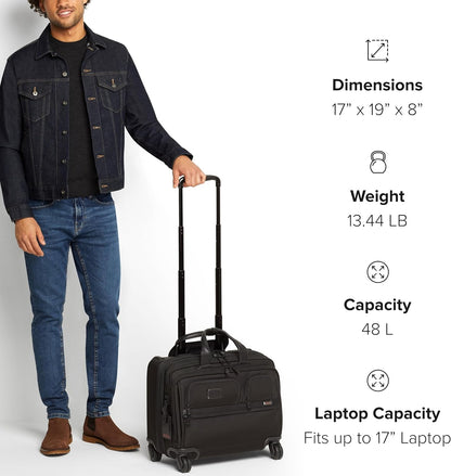 Alpha Deluxe Expandable 4-Wheeled Laptop Briefcase - 15 Inch Computer Bag for Men and Women