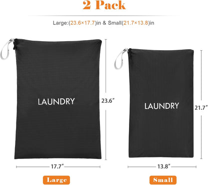 2-Pack Travel Laundry Bags | Washable Wet Dry Bags for Gym | Odor-Resistant Dirty Clothes Organizer | Waterproof Swimsuit & Workout Gear Pouch with Heavy-Duty Zipper