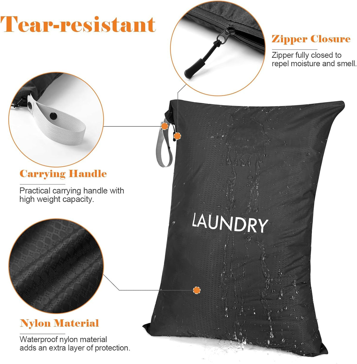 2-Pack Travel Laundry Bags | Washable Wet Dry Bags for Gym | Odor-Resistant Dirty Clothes Organizer | Waterproof Swimsuit & Workout Gear Pouch with Heavy-Duty Zipper