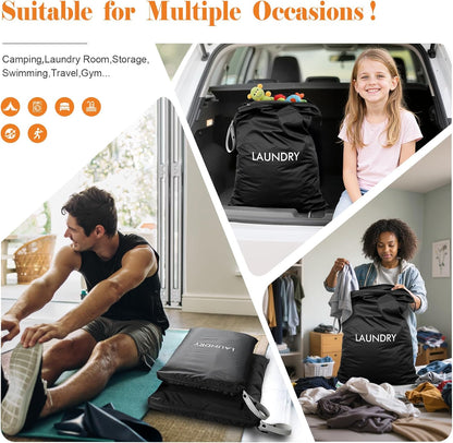 2-Pack Travel Laundry Bags | Washable Wet Dry Bags for Gym | Odor-Resistant Dirty Clothes Organizer | Waterproof Swimsuit & Workout Gear Pouch with Heavy-Duty Zipper