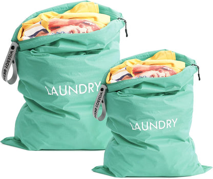 2-Pack Travel Laundry Bags | Washable Wet Dry Bags for Gym | Odor-Resistant Dirty Clothes Organizer | Waterproof Swimsuit & Workout Gear Pouch with Heavy-Duty Zipper