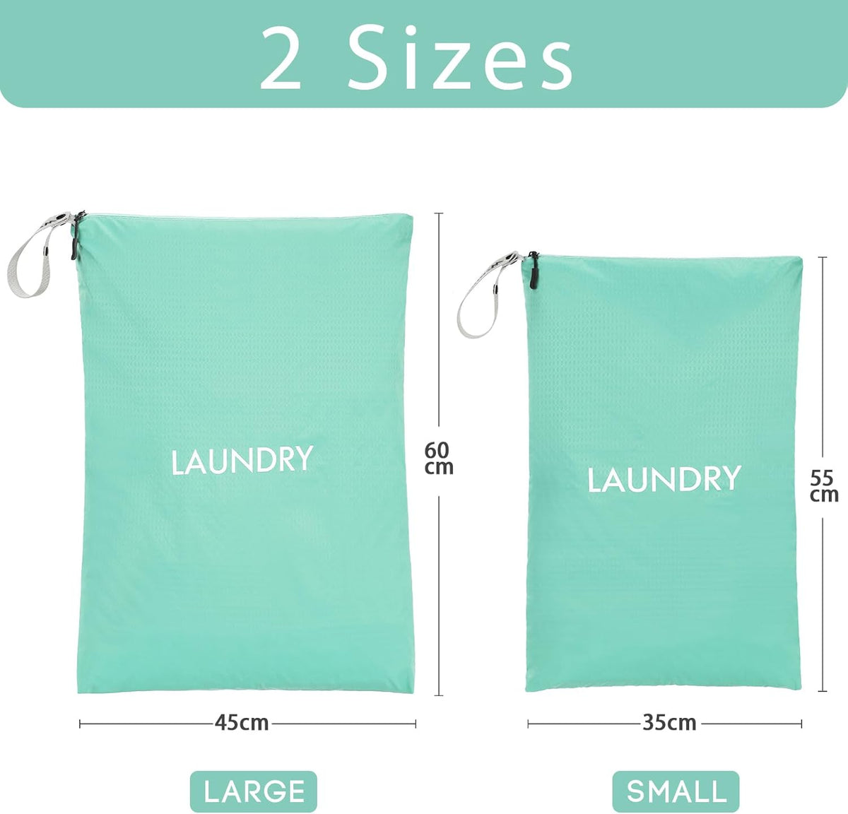 2-Pack Travel Laundry Bags | Washable Wet Dry Bags for Gym | Odor-Resistant Dirty Clothes Organizer | Waterproof Swimsuit & Workout Gear Pouch with Heavy-Duty Zipper