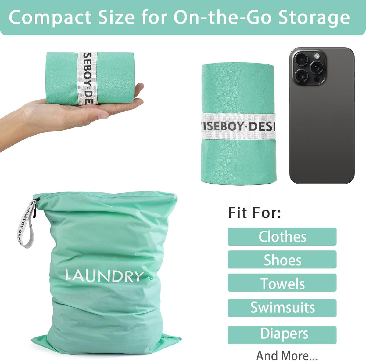 2-Pack Travel Laundry Bags | Washable Wet Dry Bags for Gym | Odor-Resistant Dirty Clothes Organizer | Waterproof Swimsuit & Workout Gear Pouch with Heavy-Duty Zipper