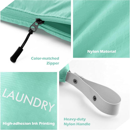 2-Pack Travel Laundry Bags | Washable Wet Dry Bags for Gym | Odor-Resistant Dirty Clothes Organizer | Waterproof Swimsuit & Workout Gear Pouch with Heavy-Duty Zipper