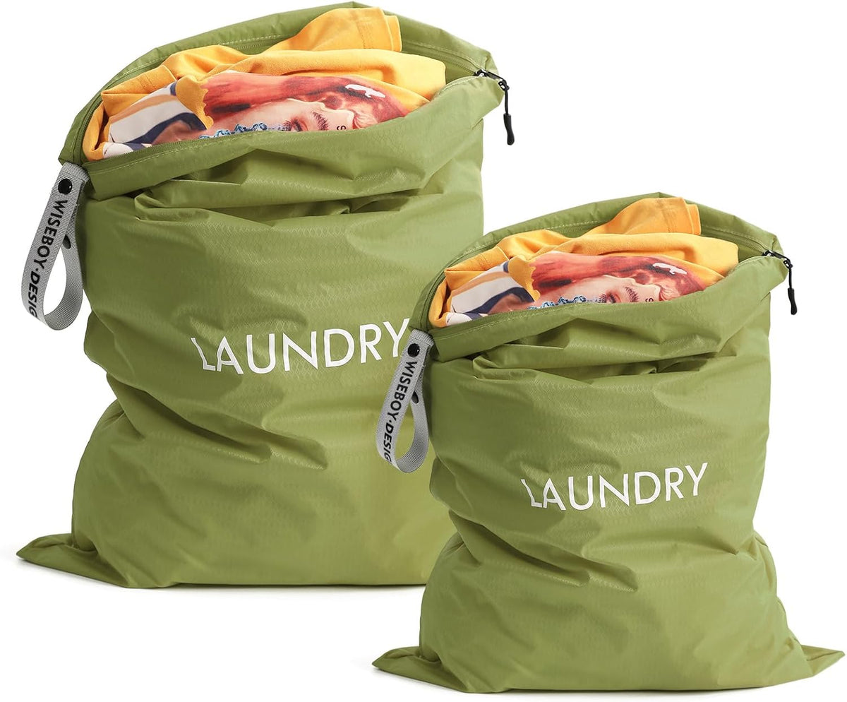 2-Pack Travel Laundry Bags | Washable Wet Dry Bags for Gym | Odor-Resistant Dirty Clothes Organizer | Waterproof Swimsuit & Workout Gear Pouch with Heavy-Duty Zipper