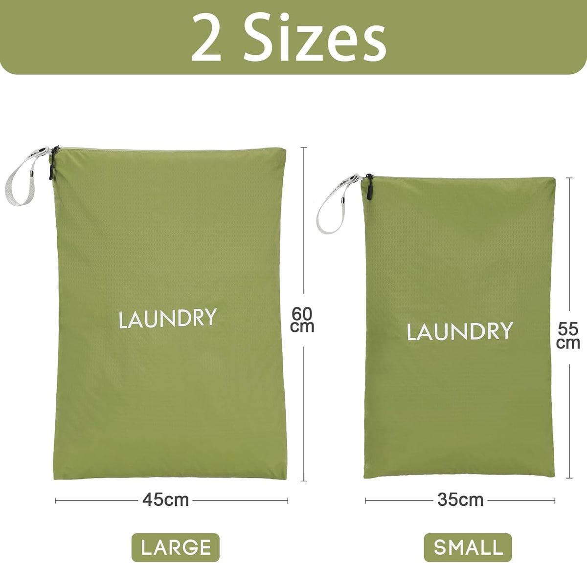 2-Pack Travel Laundry Bags | Washable Wet Dry Bags for Gym | Odor-Resistant Dirty Clothes Organizer | Waterproof Swimsuit & Workout Gear Pouch with Heavy-Duty Zipper