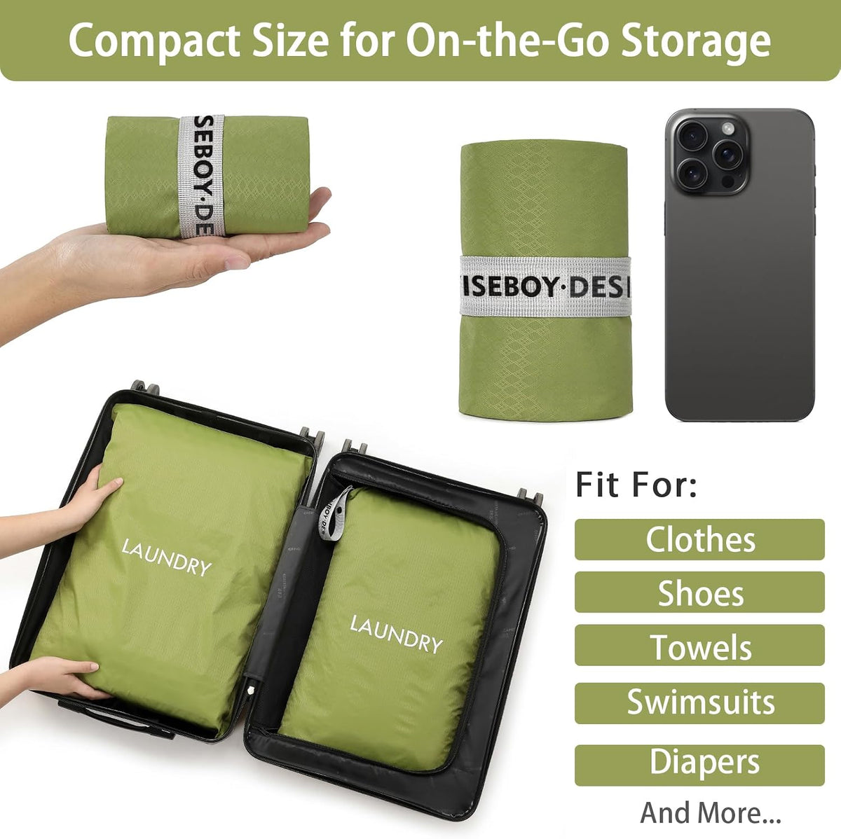 2-Pack Travel Laundry Bags | Washable Wet Dry Bags for Gym | Odor-Resistant Dirty Clothes Organizer | Waterproof Swimsuit & Workout Gear Pouch with Heavy-Duty Zipper